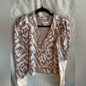 Nine West Brown and Cream Cardigan Sweater